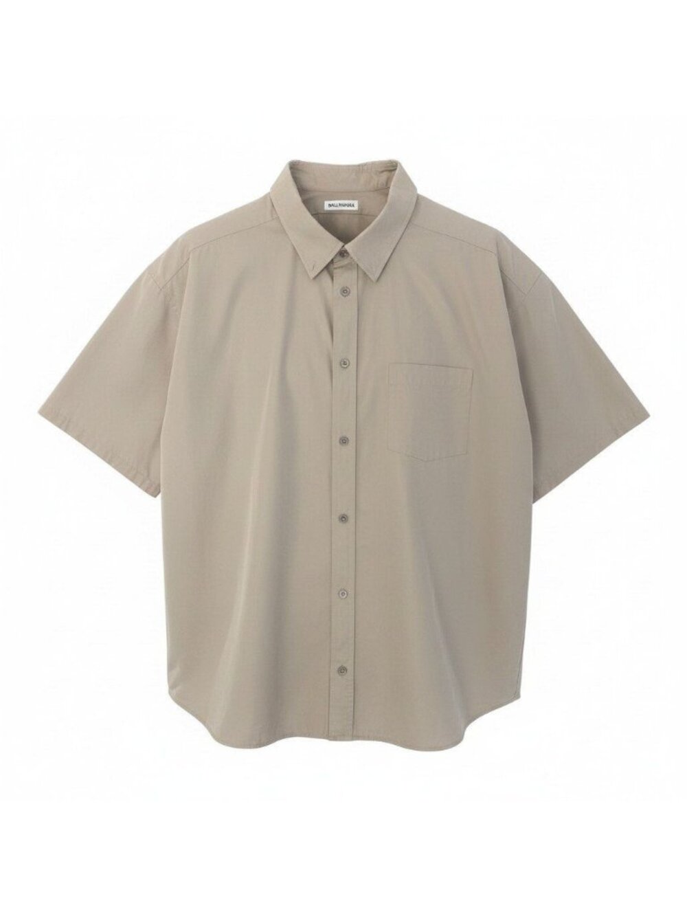 Balenciaga Back Logo Oversize Shirt Short Sleeve 36 Beige Cotton
